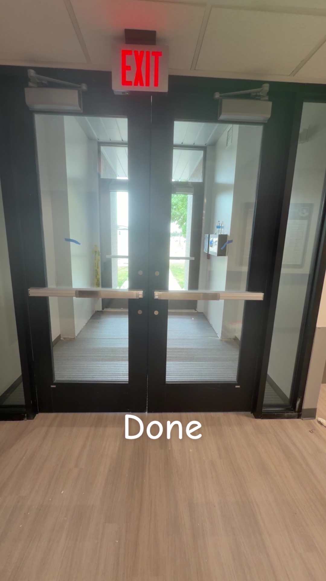 Entry Glass Detail — after cleaning by ICT Post Construction Cleaning in Wichita